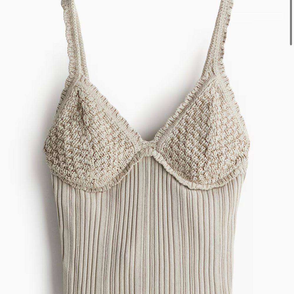 Beige Knit Bralette Top